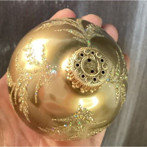 Vintage Christmas By Krebs Mica Glitter Decorated Glass Ball Ornaments Set Of 4 - Picture 7 of 9